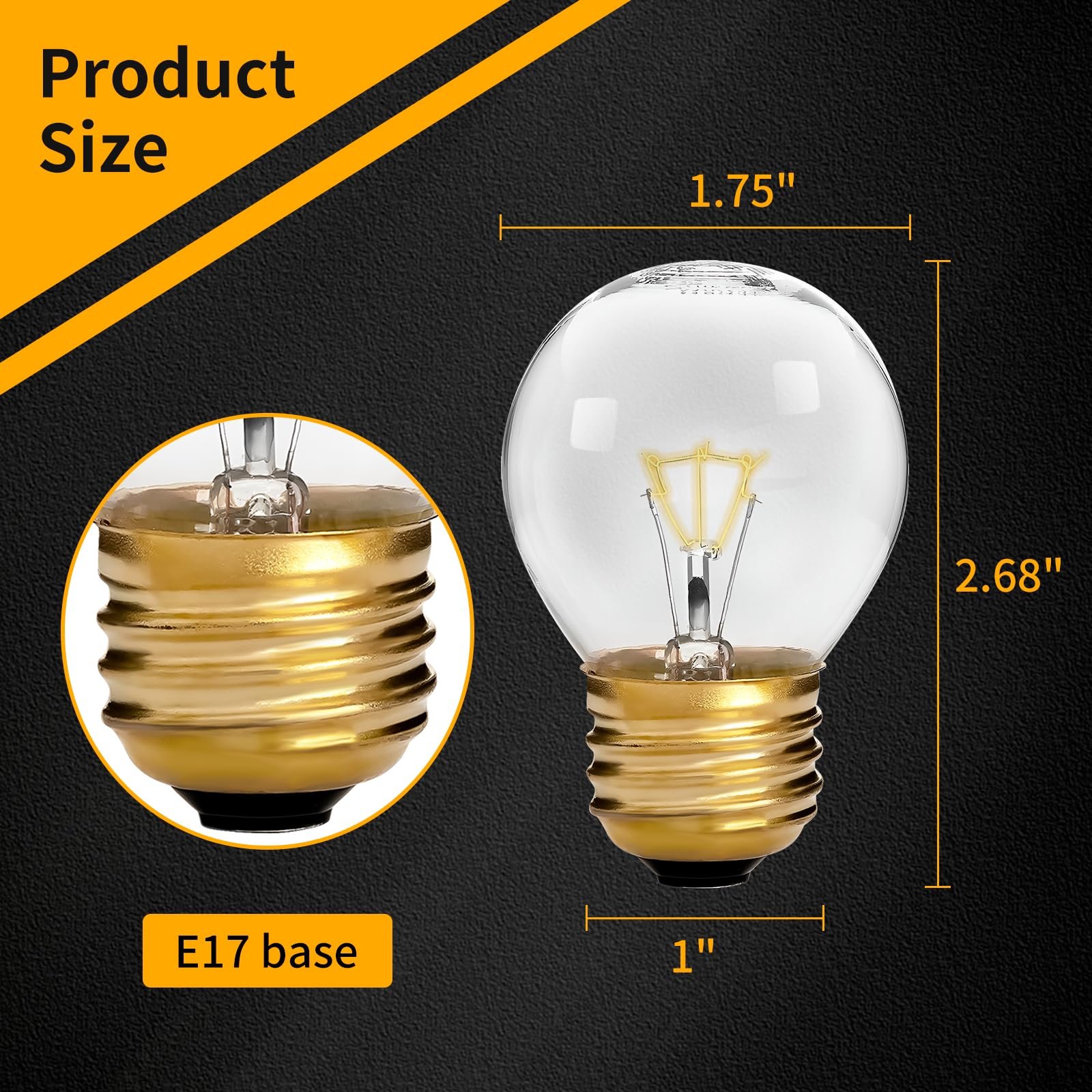 oven light bulb 40 watt appliance bulb for maytag ge kenmore whirlpool oven/stove/range hood/microwave/refrigerator, g45 e26/e27 socket, medium brass lead, high temp 4 pack