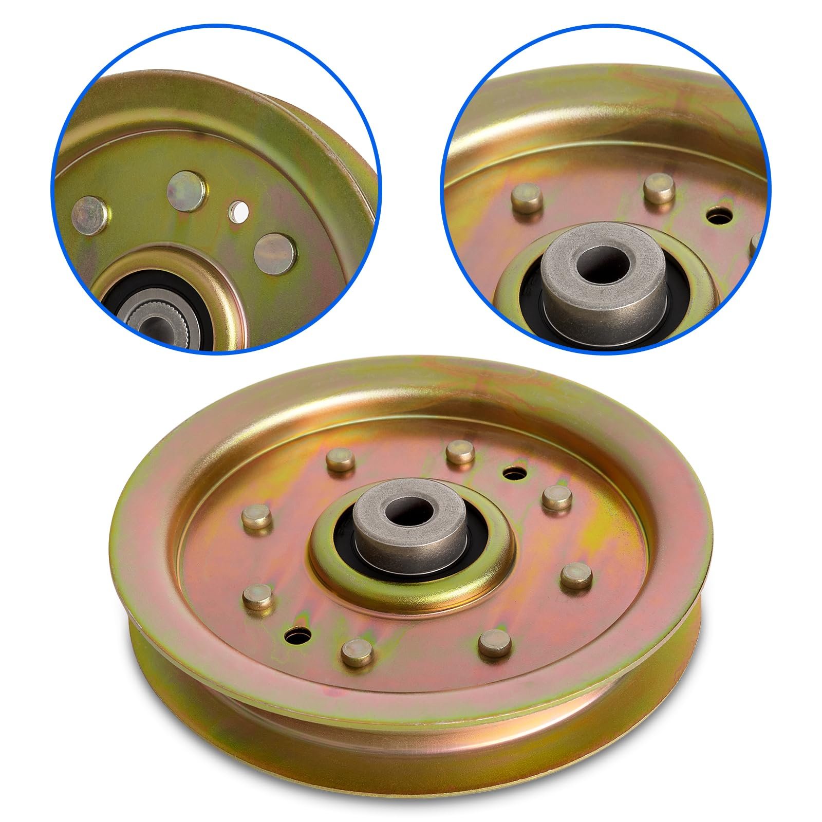 up2win 756 04129 flat idler pulley compatible with cub cad et troy bilt, replace 756 04129b, 753 08171, 956 04129, fit for riding lawn mower tractor with 42" 46" 48" 50" 54" deck, 2 pack